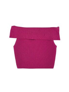 Aritzia Babaton Sculpt Knit Off Shoulder Top, Pink, Ribbed, Stretch, Size XS